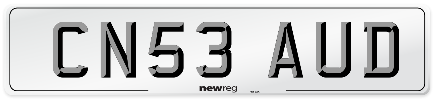 CN53 AUD Number Plate from New Reg